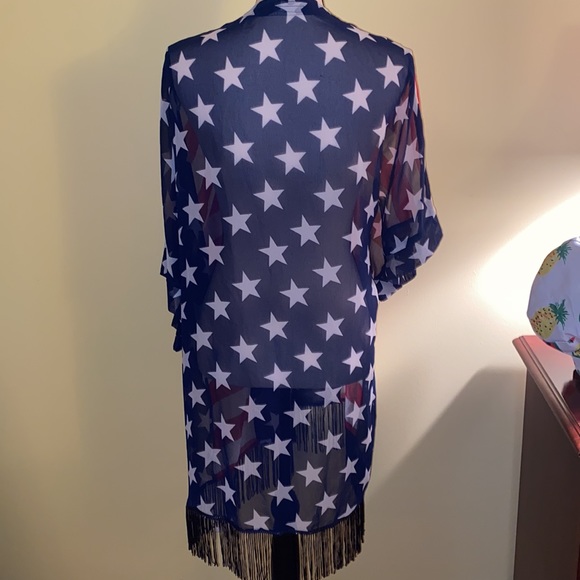 Charming Charlie patriotic shawl/cover-up/jacket one size fits all - Picture 7 of 8